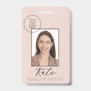 Elegant Blush Pink Beauty Business Photo Branding Badge