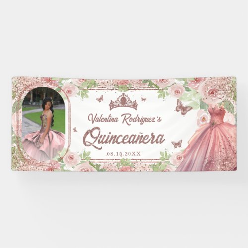 Elegant Blush Pink Birthday Quinceanera Banner