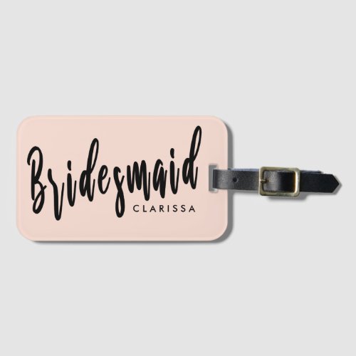 Elegant blush pink  black bridesmaid luggage tag