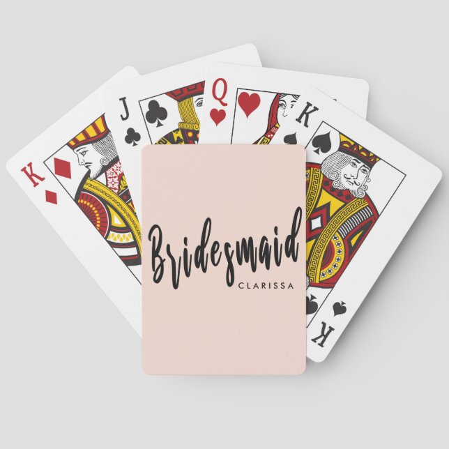 Elegant blush pink & black bridesmaid poker cards (Back)