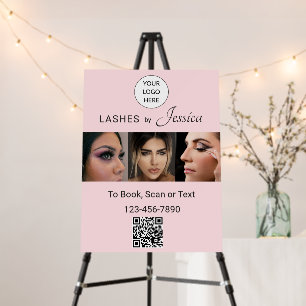 Elegant Blush Pink Black Script 3 Photo Lashes Foam Board