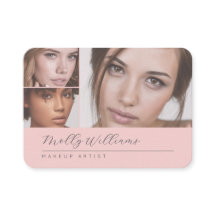 Elegant Blush Pink Black Script 3 Photo Makeup