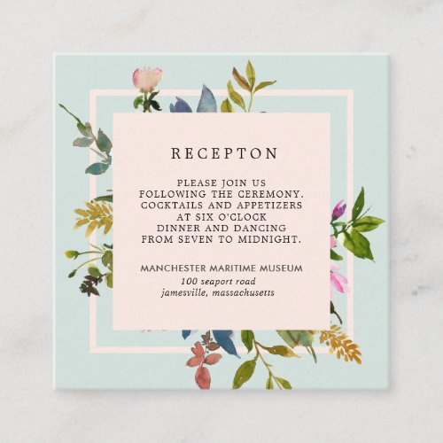 Elegant Blush Pink Boho Floral Wedding Reception Enclosure Card