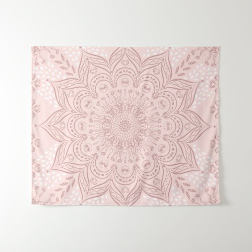 Elegant Blush Pink Boho Mandala Girly Tapestry