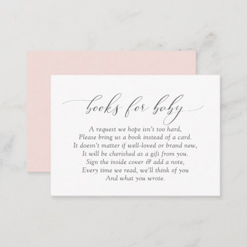 Elegant Blush Pink Books for Baby Request Enclosure Card