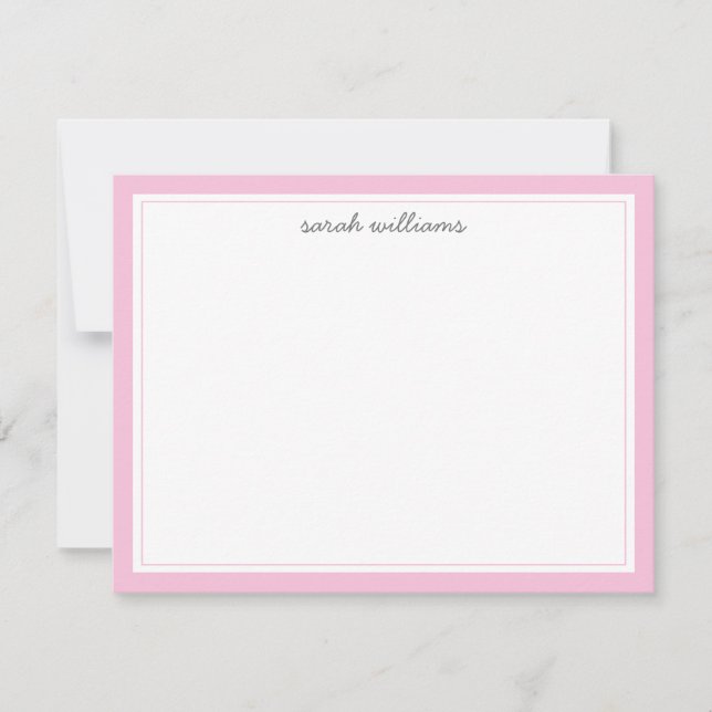 Elegant Blush Pink Border Minimal Note Card (Front)
