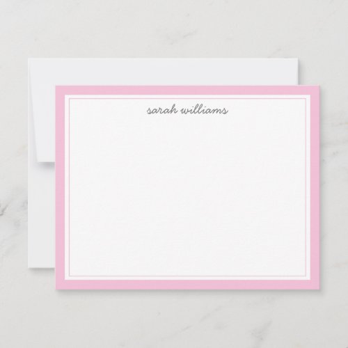 Elegant Blush Pink Border Minimal Note Card