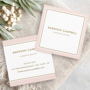 Elegant blush pink border minimal professional square business card