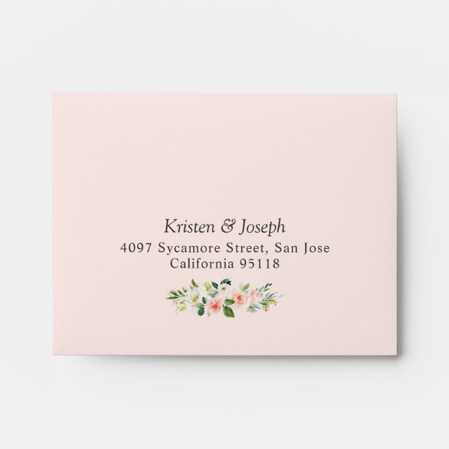 Elegant Blush Pink Botanical Floral for RSVP card Envelope (Front)