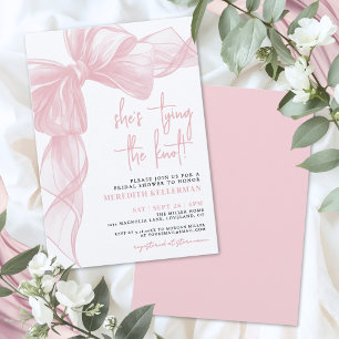 Elegant Blush Pink Bow Bridal Shower Invitation