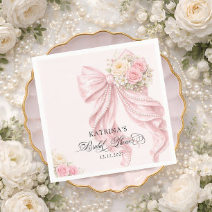 Elegant Blush Pink Bow Bridal Shower Napkins
