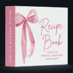 Elegant Blush Pink Bow Bridal Shower Recipe Book 3 Ring Binder<br><div class="desc">Collect and cherish special recipes with this Blush Pink Bow Bridal Shower 3-Ring Binder! Featuring a chic pink bow design and elegant script, it's perfect for gathering family favorites, bridal shower recipes, and heartfelt kitchen memories. A beautiful keepsake for the bride-to-be or a thoughtful gift! 🎀💍 Durable, stylish, and customizable—a...</div>