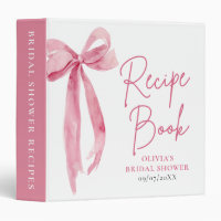 Elegant Blush Pink Bow Bridal Shower Recipe Book