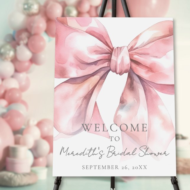 Elegant Blush Pink Bow Bridal Shower Welcome Sign (Elegant Blush Pink Bow Bridal Shower Welcome Sign)