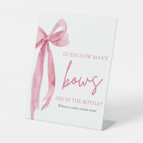Elegant Blush Pink Bow Guess How Many Bows Game Pedestal Sign