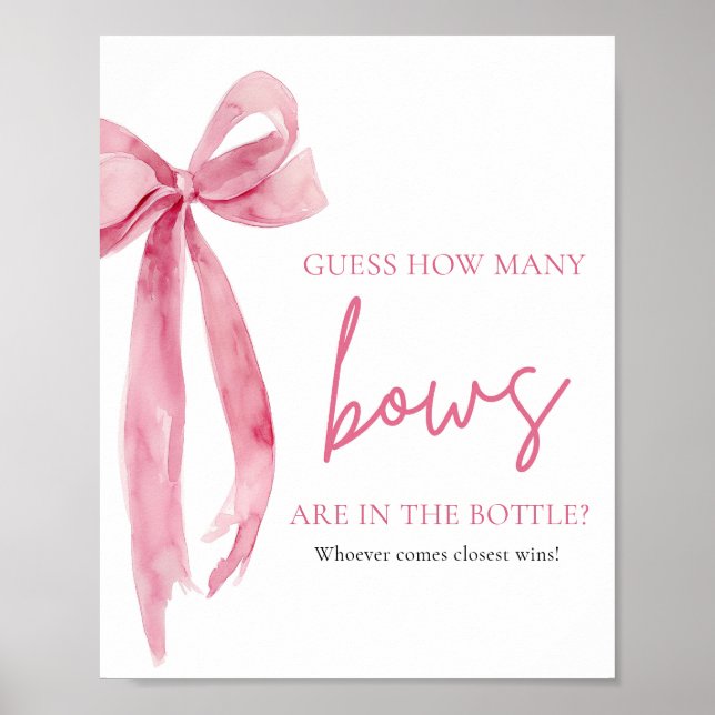 Elegant Blush Pink Bow Guess How Many Bows Game Poster (Front)