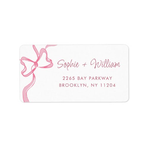 Elegant Blush Pink Bow Return Address Label