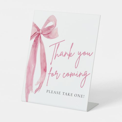 Elegant Blush Pink Bow Thank You For Coming Sign