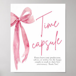 Elegant Blush Pink Bow Time Capsule Game Sign