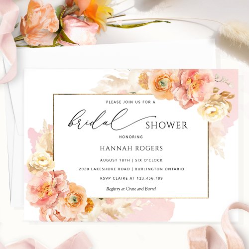 Elegant Blush Pink Bridal Shower Invitation
