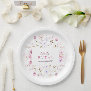 Elegant Blush Pink Bridal Shower Paper Plate