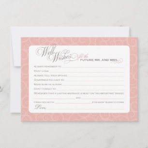 Elegant Blush Pink Bridal Shower Well Wishes Advice Card