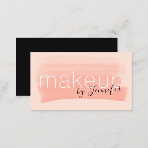 Elegant blush pink brushstroke makeup artist business card