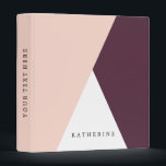 Elegant blush pink & burgundy geometric triangles 3 ring binder<br><div class="desc">Minimalist and modern design representing blush pink,  white and burgundy color block.</div>