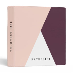 Elegant blush pink & burgundy geometric triangles 3 ring binder