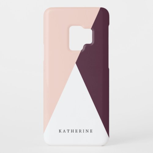 Elegant blush pink  burgundy geometric triangles Case_Mate samsung galaxy s9 case