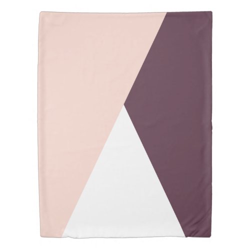 Elegant blush pink  burgundy geometric triangles duvet cover