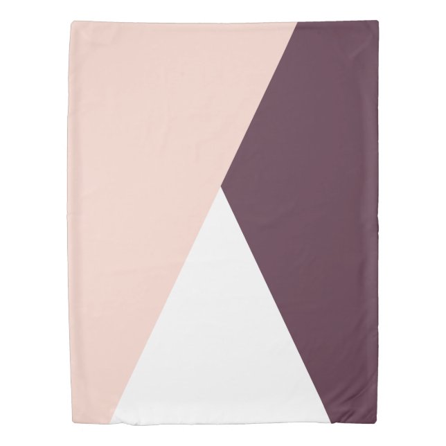 Elegant blush pink & burgundy geometric triangles duvet cover (Front)