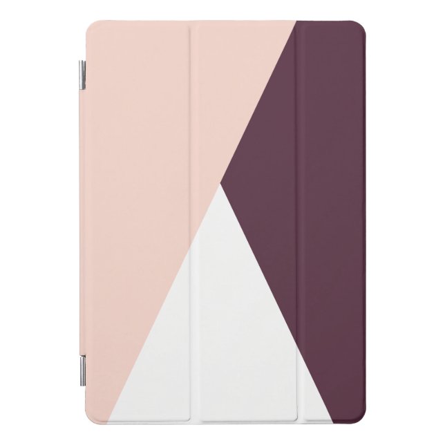 Elegant blush pink & burgundy geometric triangles iPad pro cover (Front)