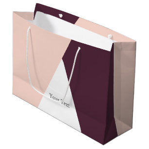Elegant blush pink & burgundy geometric triangles large gift bag