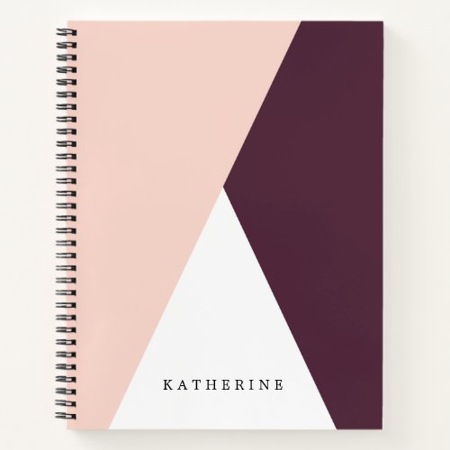 Elegant blush pink  burgundy geometric triangles notebook