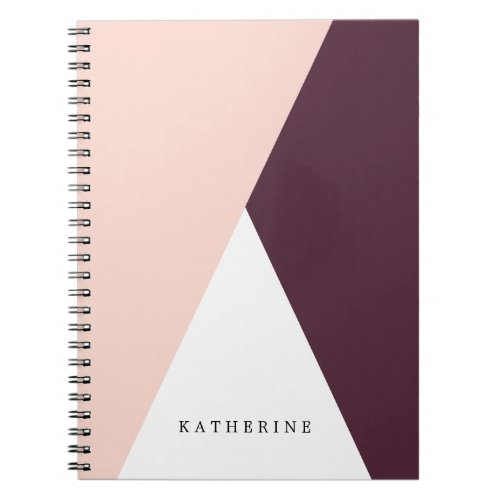 Elegant blush pink  burgundy geometric triangles notebook
