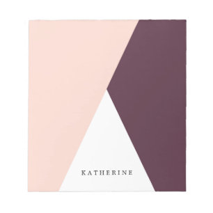 Elegant blush pink & burgundy geometric triangles notepad