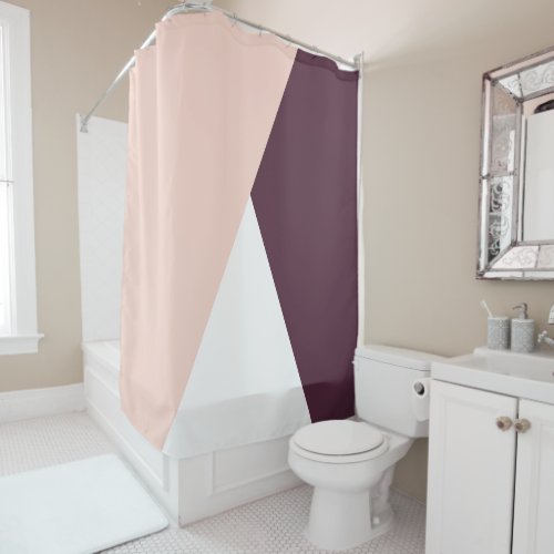 Elegant blush pink  burgundy geometric triangles shower curtain