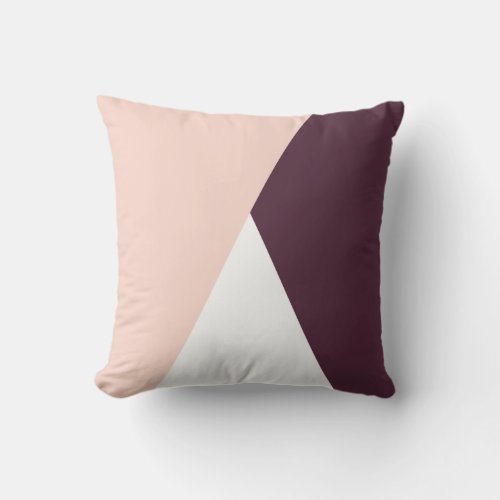 Elegant blush pink  burgundy geometric triangles throw pillow