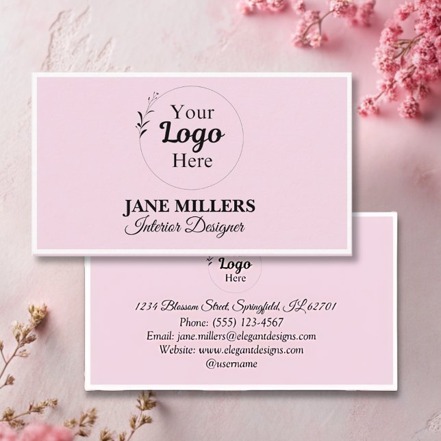 Elegant blush Pink business logo modern  Calling Card (Creator Uploaded)