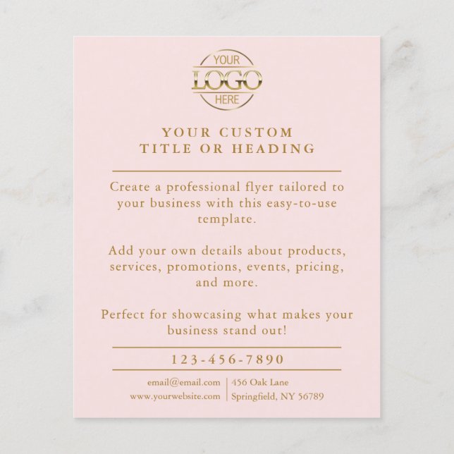 Elegant Blush Pink Business Logo Promotional Flyer (Back)