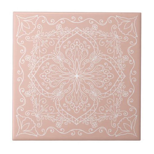 Elegant Blush Pink Butterfly Decorative Ceramic Tile