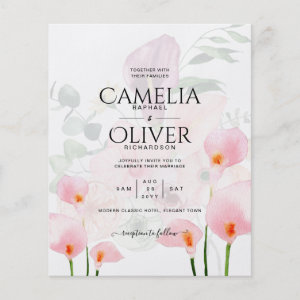 Elegant Blush Pink Calla Lily Wedding Invite Flora Flyer