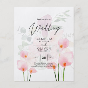Elegant Blush Pink Calla Lily Wedding Invite Flora Flyer