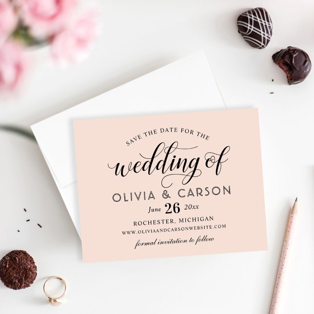 Elegant Blush Pink Calligraphy Wedding Save The Date (Creator Uploaded)