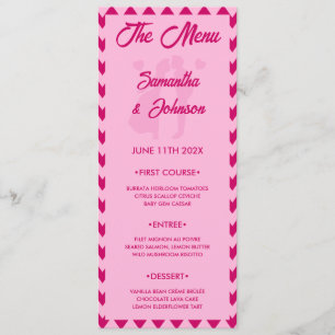 Elegant Blush Pink Chevron Stripe Wedding Dinner Menu