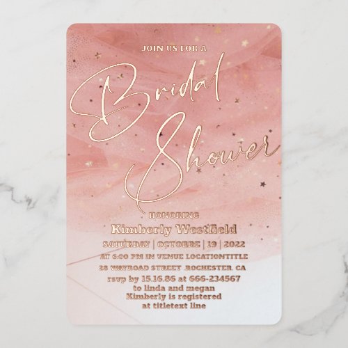 Elegant Blush Pink chic Bridal Shower Rose Gold   Foil Invitation