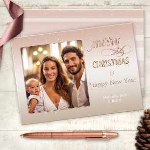Elegant Blush Pink Christmas Photo Card