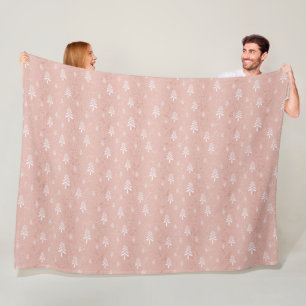 Elegant blush pink Christmas tree pattern Fleece Blanket