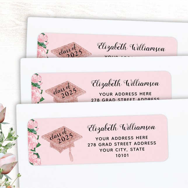 Elegant Blush Pink Class of 2025 Graduation Label (Creator Uploaded)